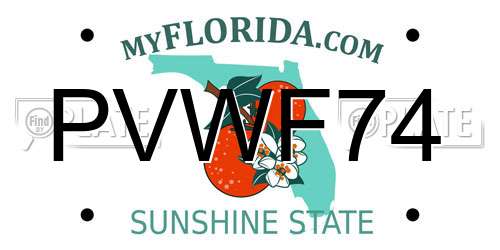 PVWF74 Florida License Plate