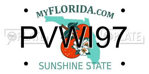 PVWI97 Florida License Plate