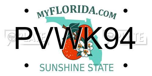 PVWK94 Florida License Plate