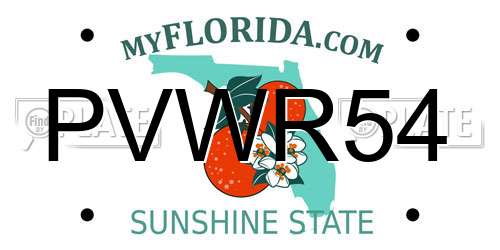 PVWR54 Florida License Plate