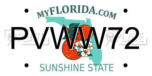 PVWW72 Florida License Plate
