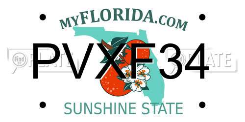 PVXF34 Florida License Plate