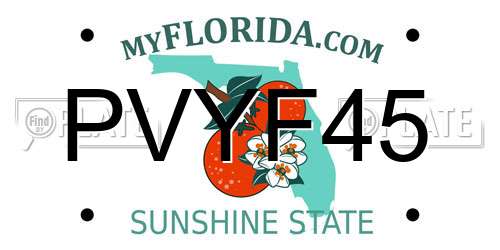 PVYF45 Florida License Plate