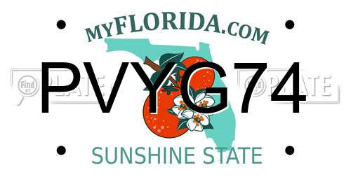 PVYG74 Florida License Plate
