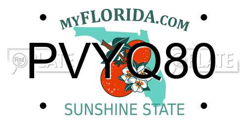 PVYQ80 Florida License Plate