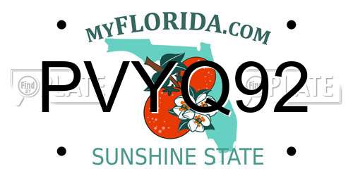 PVYQ92 Florida License Plate