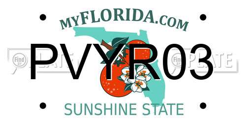 PVYR03 Florida License Plate