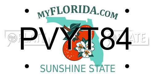 PVYT84 Florida License Plate