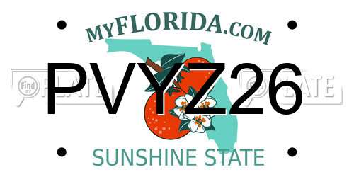 PVYZ26 Florida License Plate