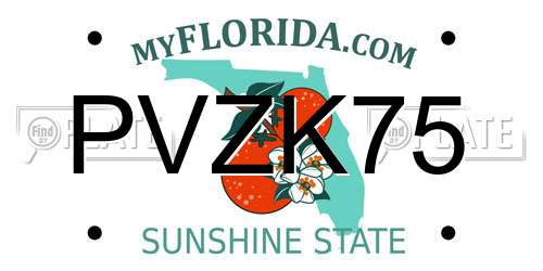 PVZK75 Florida License Plate