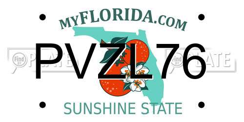 PVZL76 Florida License Plate
