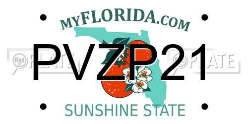 PVZP21 Florida License Plate