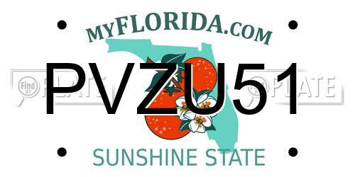 PVZU51 Florida License Plate