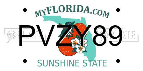 PVZY89 Florida License Plate