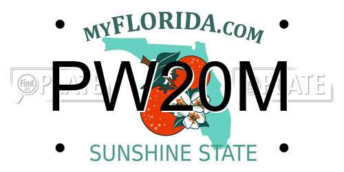 PW20M Florida License Plate