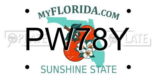 PW78Y Florida License Plate