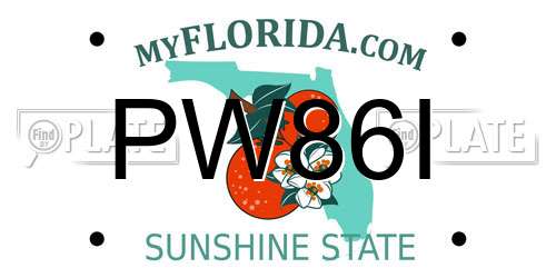 PW86I Florida License Plate