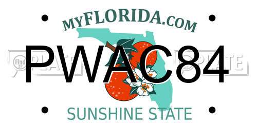PWAC84 Florida License Plate
