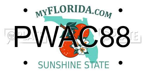 PWAC88 Florida License Plate