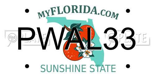 PWAL33 Florida License Plate