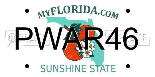 PWAR46 Florida License Plate