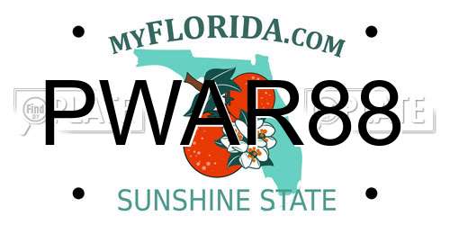 PWAR88 Florida License Plate