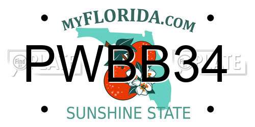 PWBB34 Florida License Plate