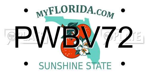 PWBV72 Florida License Plate
