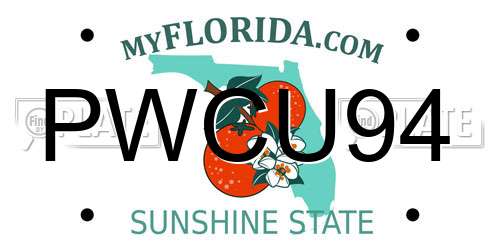 PWCU94 Florida License Plate