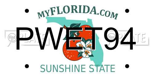 PWET94 Florida License Plate