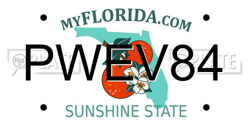 PWEV84 Florida License Plate