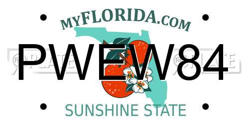 PWEW84 Florida License Plate