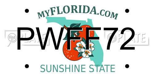 PWFF72 Florida License Plate