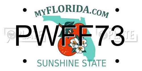 PWFF73 Florida License Plate