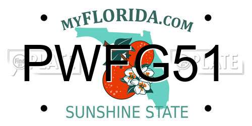 PWFG51 Florida License Plate