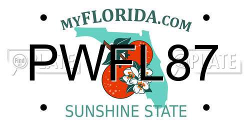 PWFL87 Florida License Plate