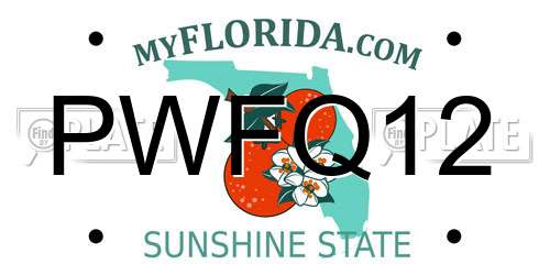 PWFQ12 Florida License Plate