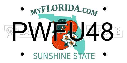 PWFU48 Florida License Plate