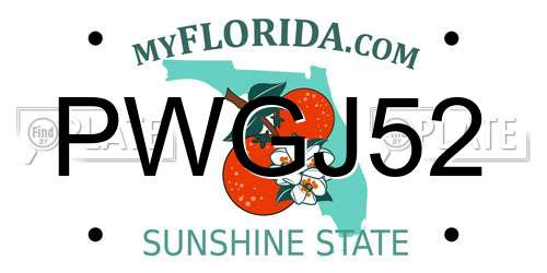 PWGJ52 Florida License Plate