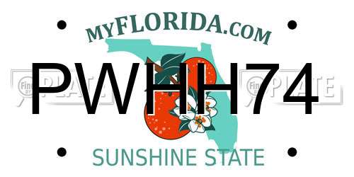 PWHH74 Florida License Plate