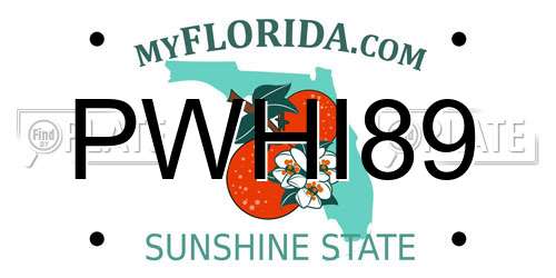 PWHI89 Florida License Plate