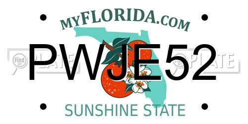 PWJE52 Florida License Plate