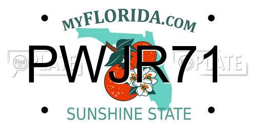PWJR71 Florida License Plate