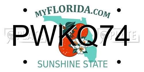 PWKQ74 Florida License Plate