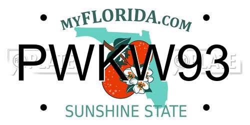PWKW93 Florida License Plate