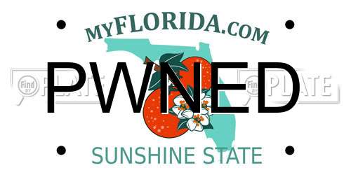 PWNED Florida License Plate