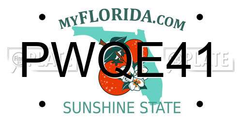 PWQE41 Florida License Plate