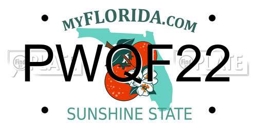 PWQF22 Florida License Plate