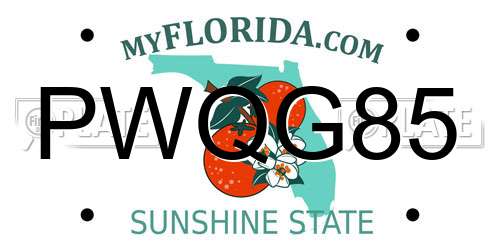 PWQG85 Florida License Plate