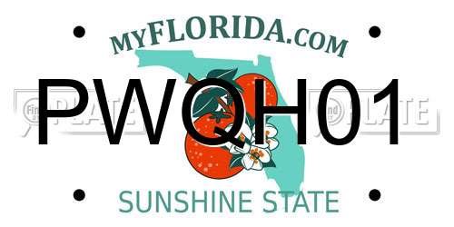 PWQH01 Florida License Plate
